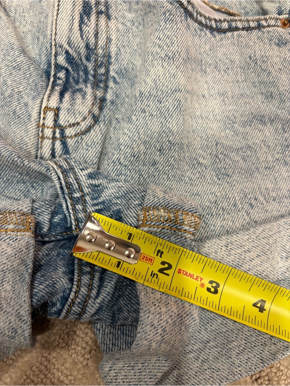 Pacsun Mom Jean Shorts Acid Wash Blue Denim Rolled Cuffed Hem Cotton Women's 24 - Picture 8 of 8